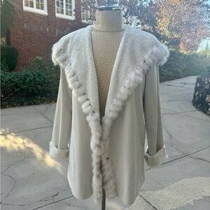 Love Token Cream Suede and Rabbit Fur Jacket. Small. Never worn